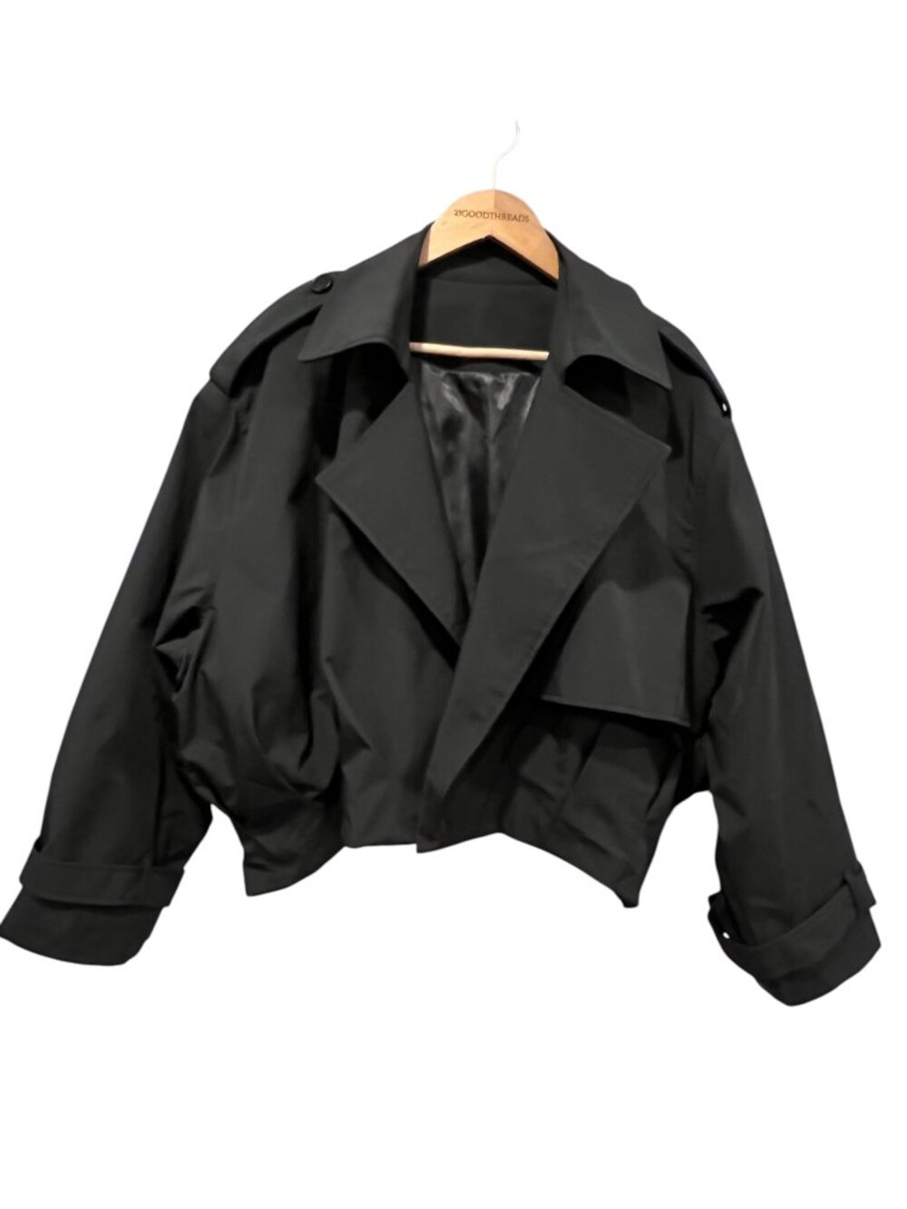 Hemi Blurr 'Terrane' Oversized Cropped Trench Jacket, Black, S